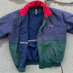 Chaps by Ralph Lauren Vintage Coat Color Block Puffer Nylon zip - Size Medium